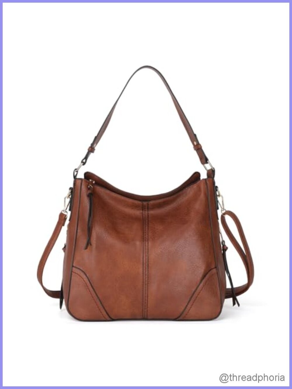 Vegan Leather Hobo Crossbody Set 2pcs with Adjustable Straps